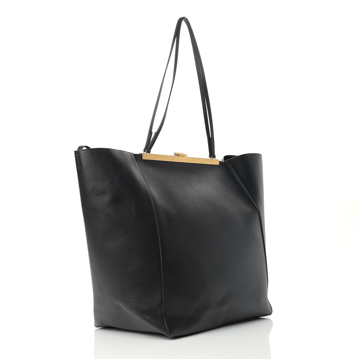 Calfskin Large Clasp Cabas Black