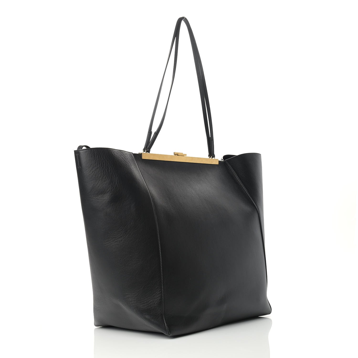 Celine Calfskin Large Clasp Cabas Black 3 of 16