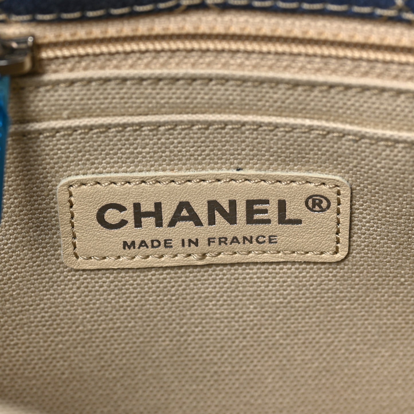 Denim Quilted Medium Pompom Flap Dark Blue