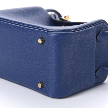 Hermes Taurillon Clemence Mini Lindy 20 Deep Bleu 8 of 12