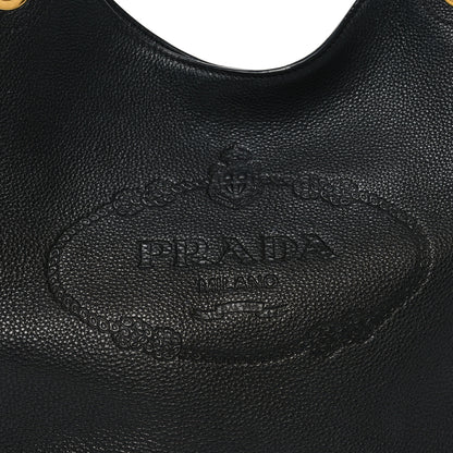 Prada Vitello Phenix Embossed Logo Hobo Black 7 of 9