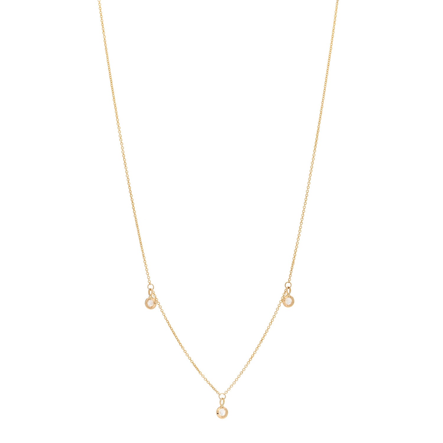 Roberto Coin 18K Yellow Gold Diamond .15ctw Diamonds By The Inch 3 Station Necklace 1 of 4