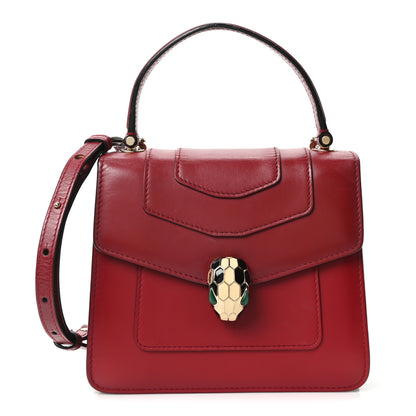 Bulgari Calfskin Serpenti Forever Top Handle Red 1 of 9