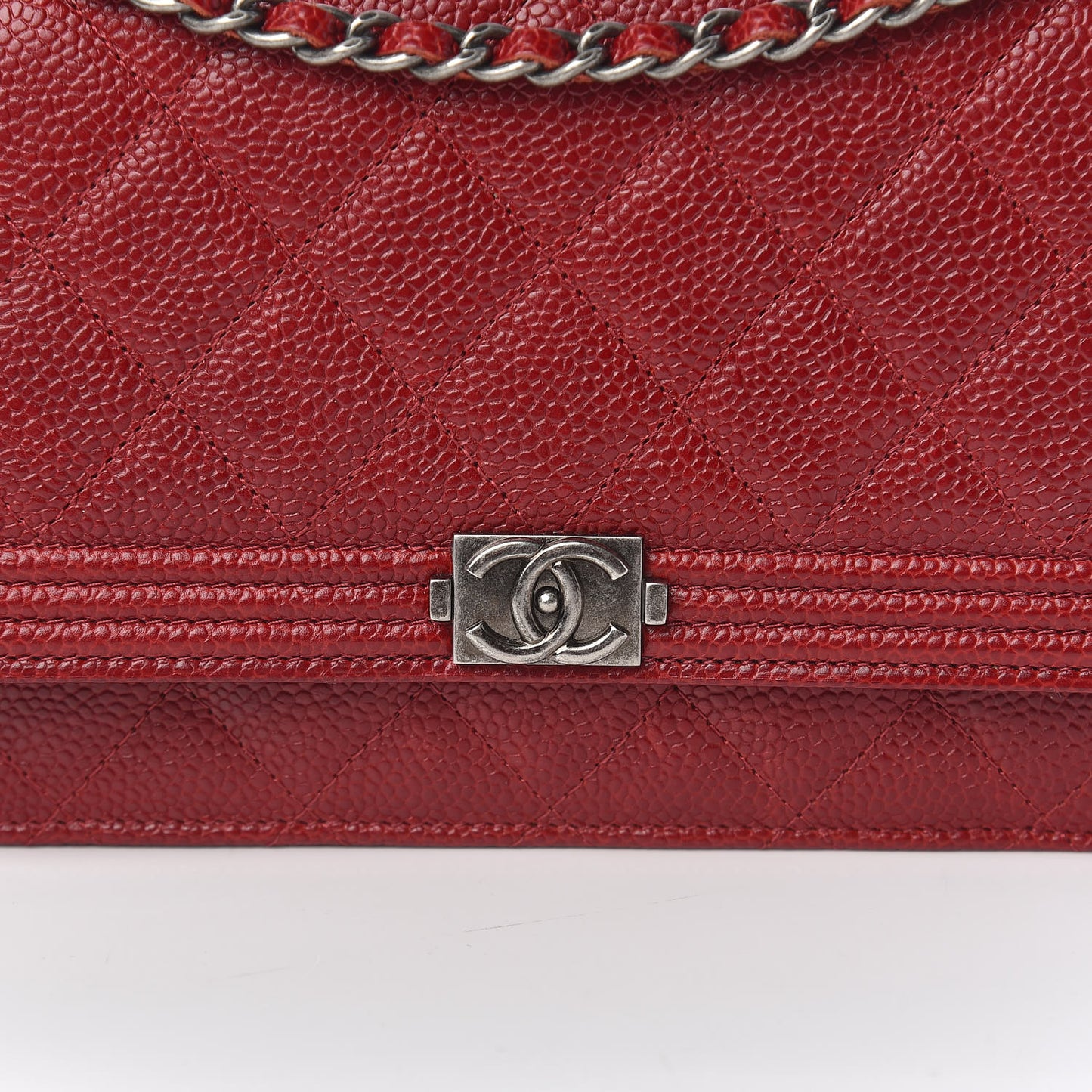 Caviar Quilted Boy Wallet On Chain WOC Red