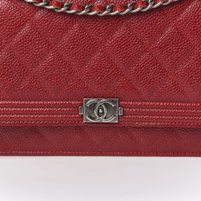 Chanel Caviar Quilted Boy Wallet On Chain WOC Red 11 of 13