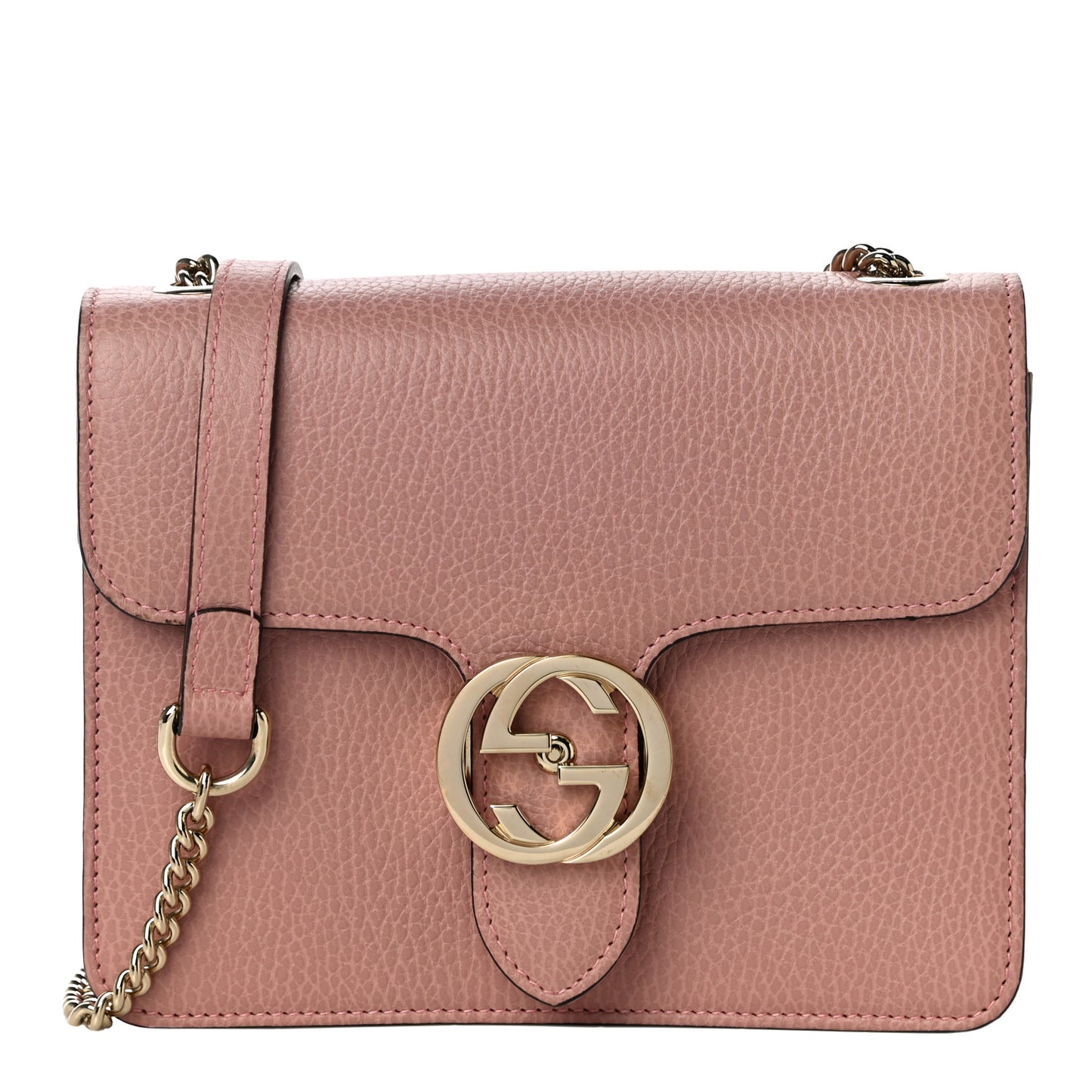 Dollar Calfskin Small Interlocking G Shoulder Bag Soft Pink