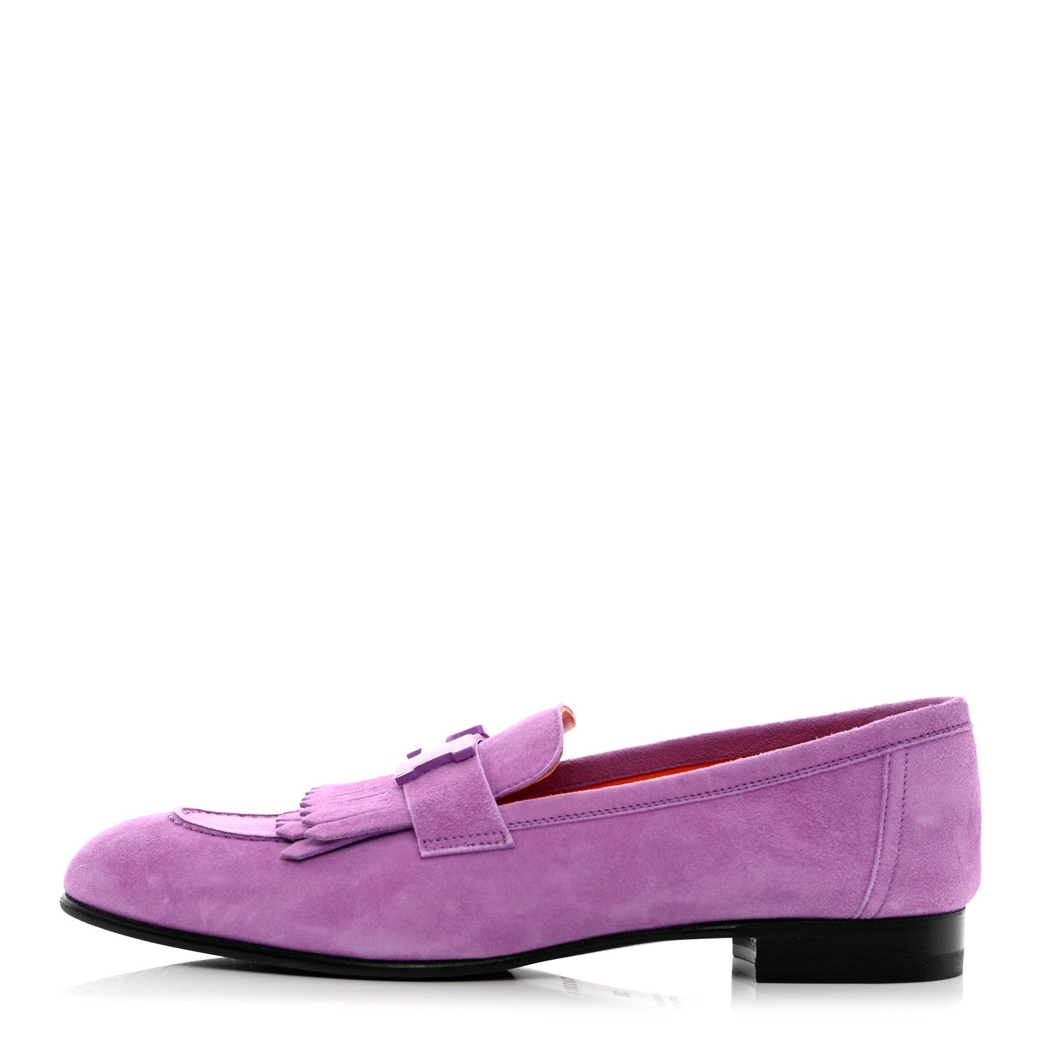 Hermes Suede Goatskin Womens Royal Loafers 38 Violet Parme 1 of 8