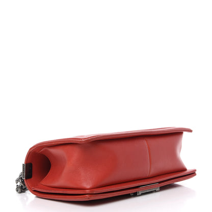 Chanel Calfskin Quilted Double Stitch Medium Boy Flap Red 4 of 12