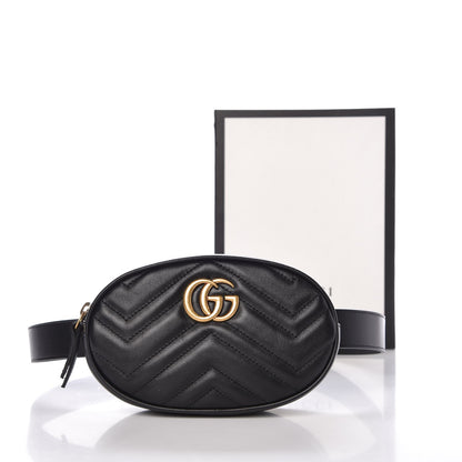 Gucci Calfskin Matelasse GG Marmont Belt Bag 85 34 Black 8 of 8