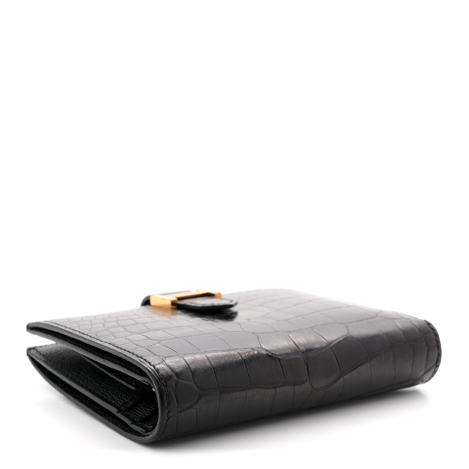 Hermes Matte Alligator Bearn Compact Wallet Black 4 of 9