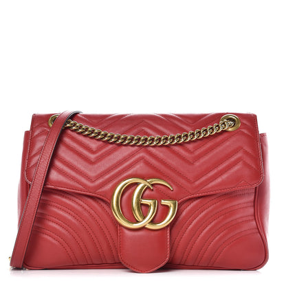 Gucci Calfskin Matelasse Medium GG Marmont Shoulder Bag Hibiscus Red 1 of 20