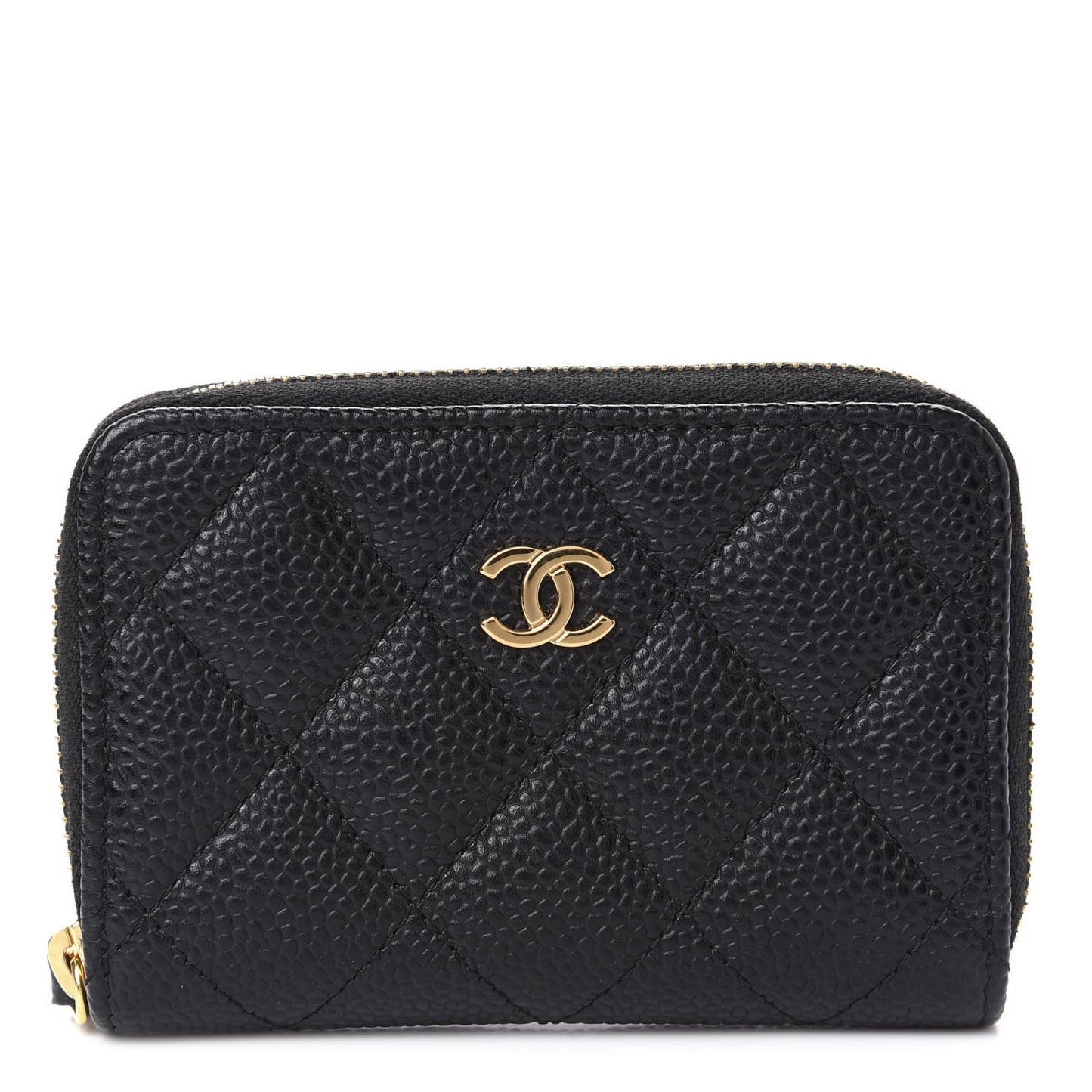 Caviar Quilted Zip Coin Purse Black