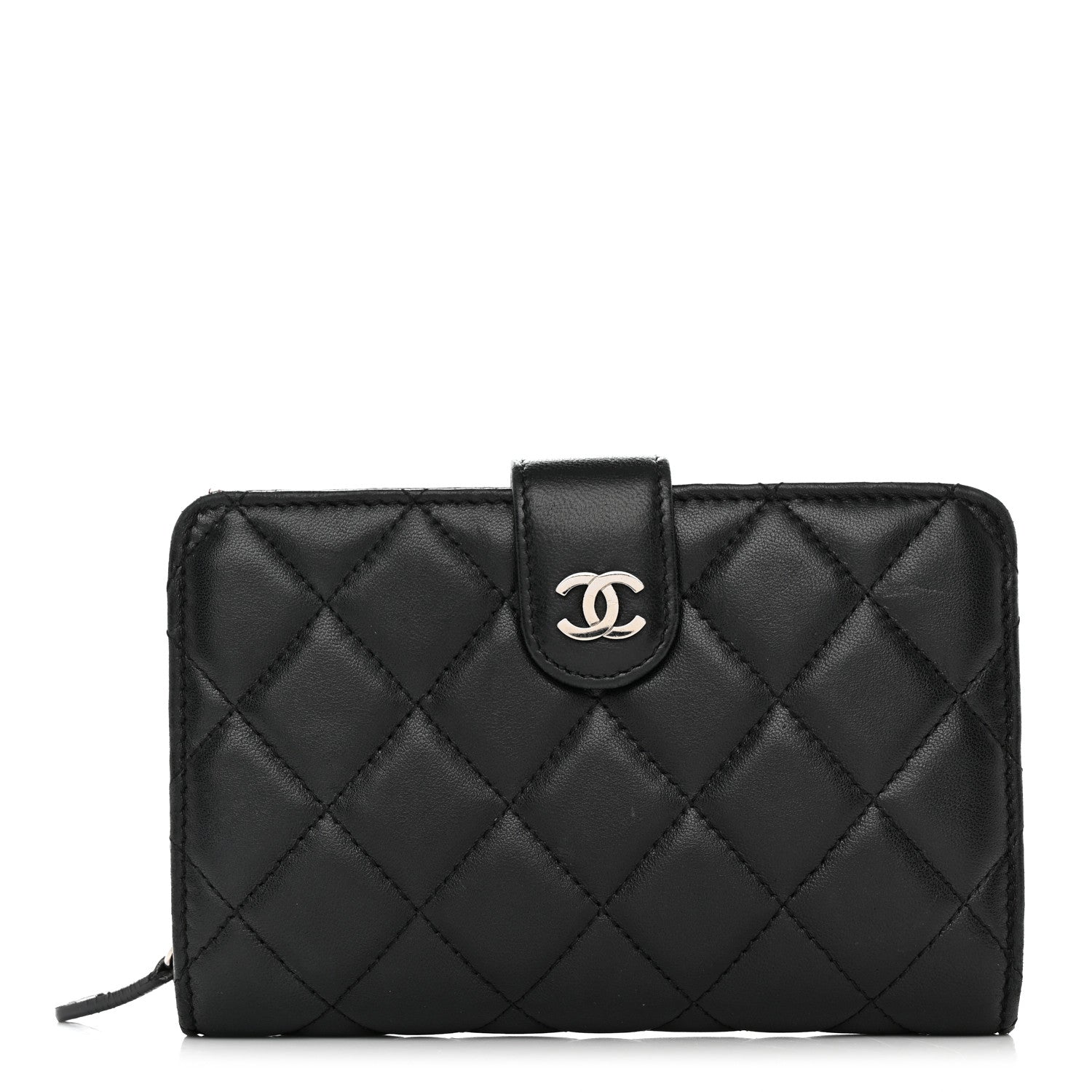Chanel Lambskin Quilted Zipped Pocket Wallet Black 1 of 14