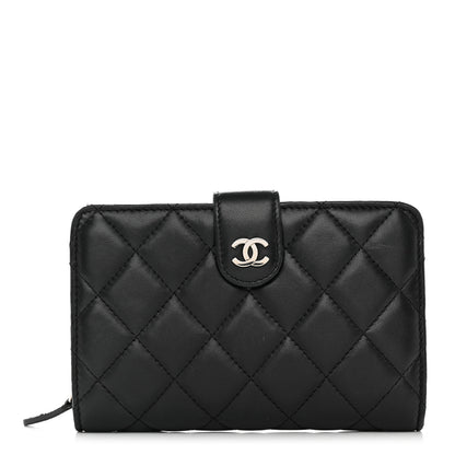 Chanel Lambskin Quilted Zipped Pocket Wallet Black 1 of 14