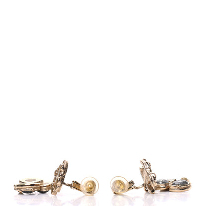 Chanel Resin CC Drop Clip On Earrings Grey Gold 3 of 5