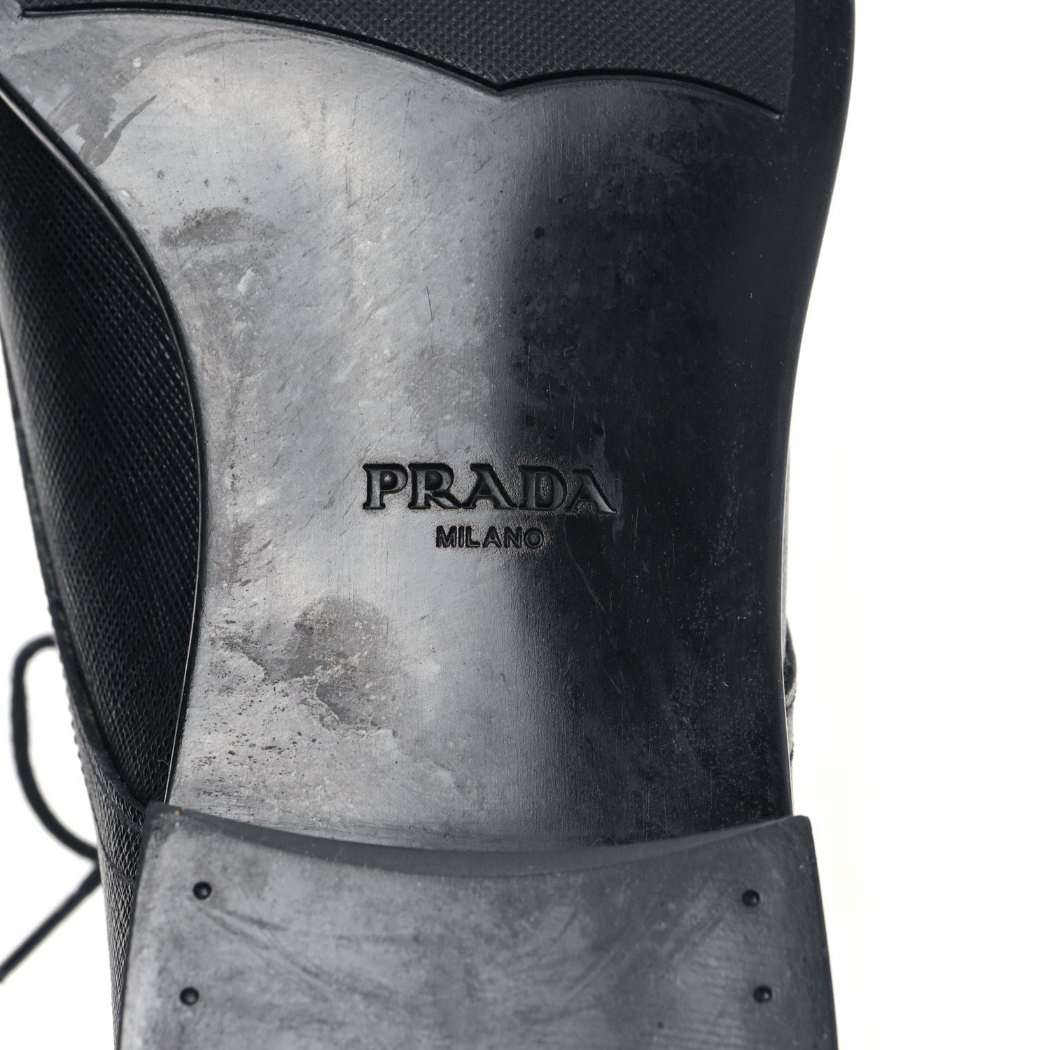 Prada Saffiano Mens Plain Toe Derby Loafers 8.5 Black 6 of 9