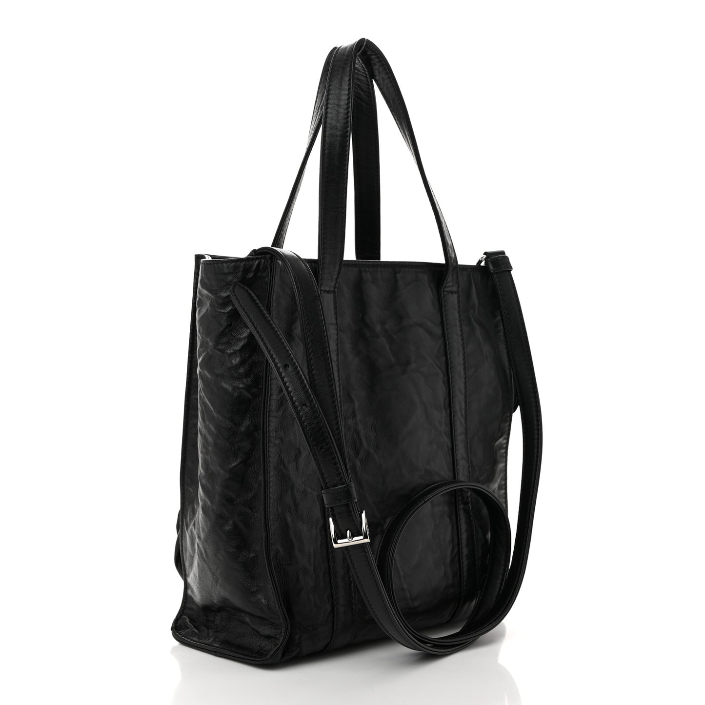Nappa Antique Rosette Flower Mini Tote Bag Black