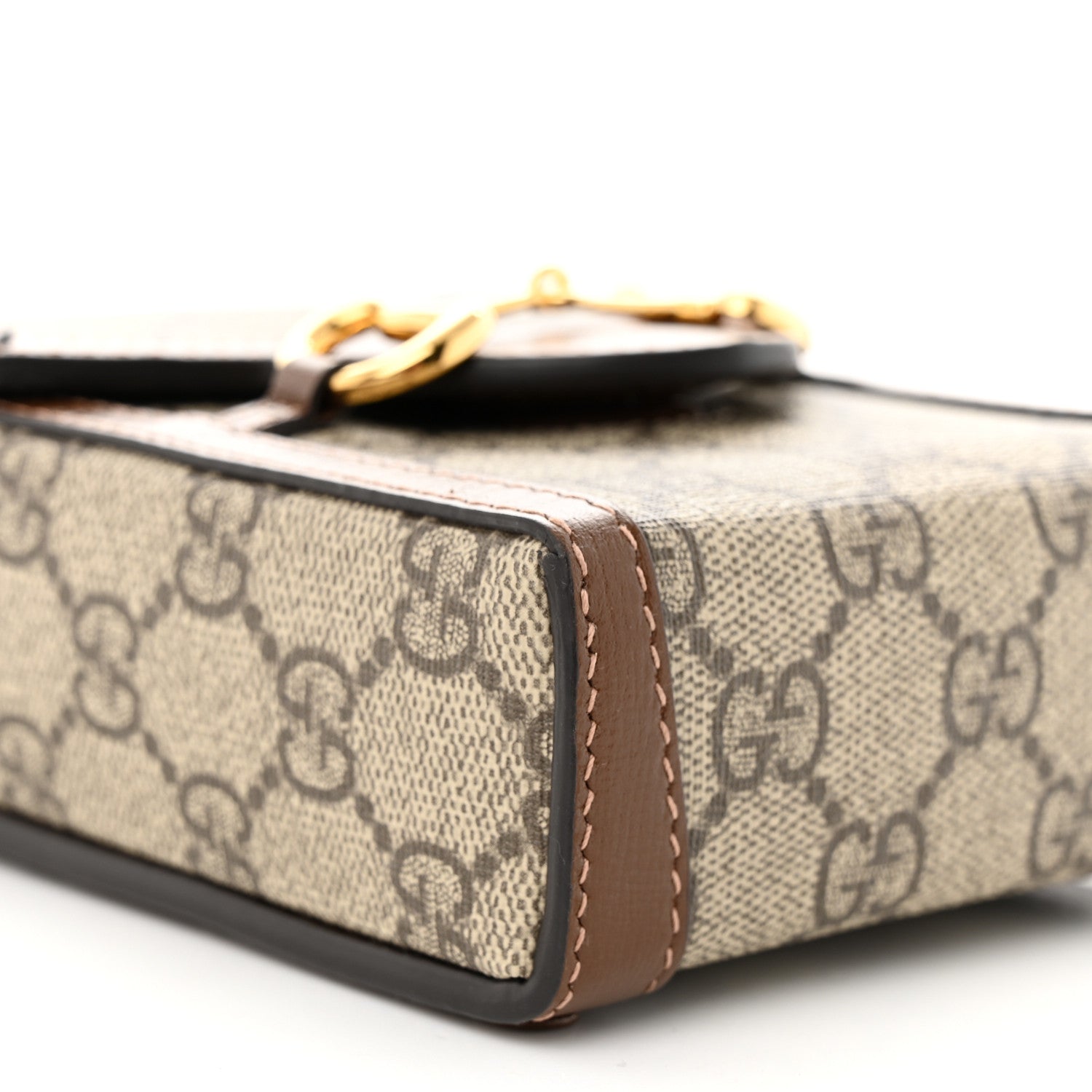 Gucci GG Supreme Monogram Mini Horsebit 1955 Crossbody Bag Beige Brown Sugar 9 of 10