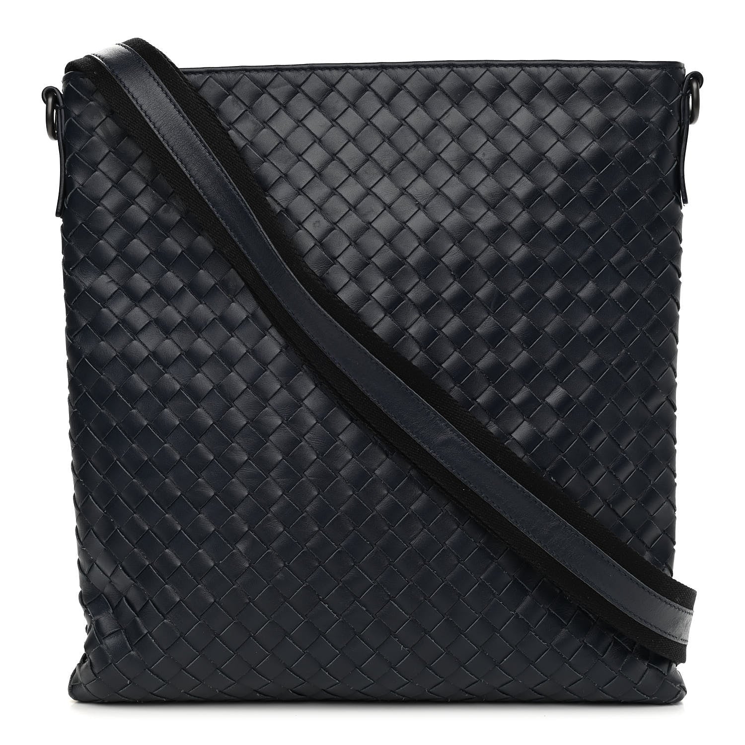 Bottega Veneta Nappa Intrecciato Crossbody Messenger Bag Navy 1 of 14