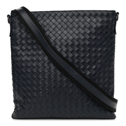 Bottega Veneta Nappa Intrecciato Crossbody Messenger Bag Navy 1 of 14