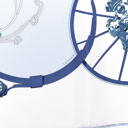 Hermes Silk Springs Scarf 90 White Ciel Marine Clair 3 of 5