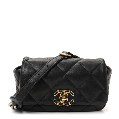 Chanel Goatskin Quilted Chanel 19 Waist Bag Black 1 of 19