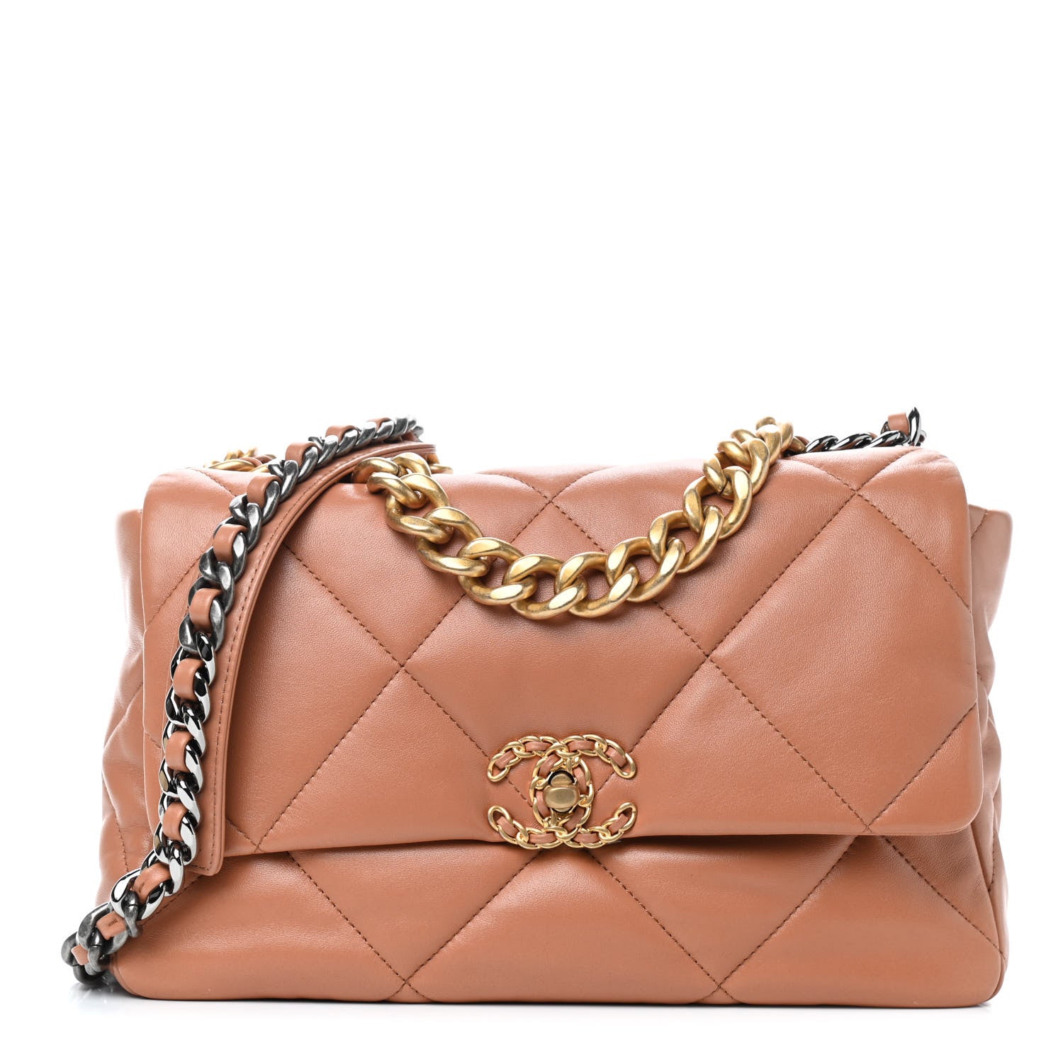 Chanel Lambskin Quilted Large Chanel 19 Flap Brown 1 of 9