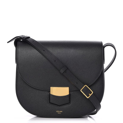 Celine Grained Calfskin Medium Trotteur Black 1 of 7