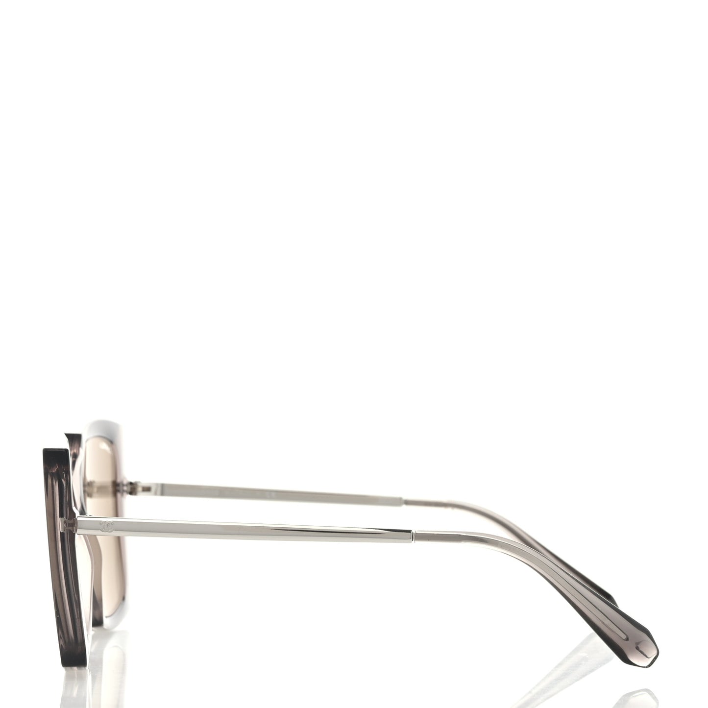 18K White Gold Mirror Square Sunglasses 6051 Gray