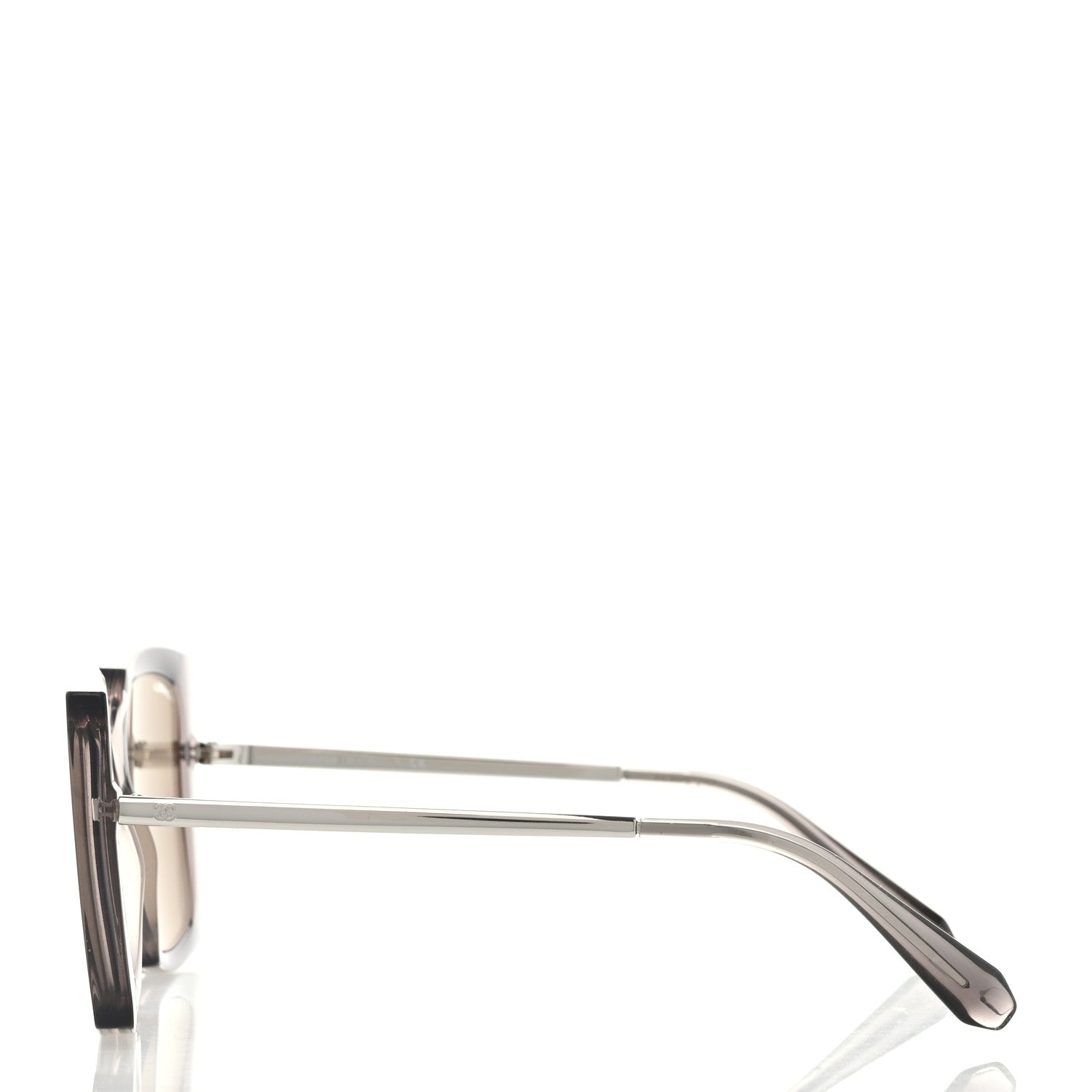 Chanel 18K White Gold Mirror Square Sunglasses 6051 Gray 3 of 6