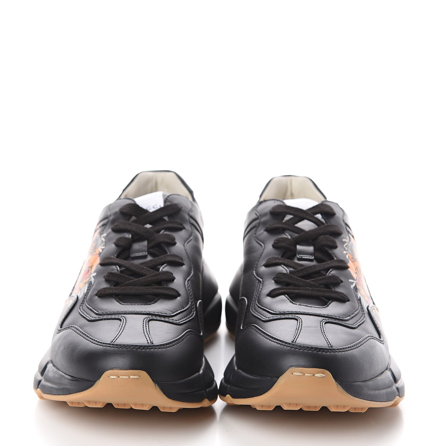 Gucci Calfskin Tiger Print Mens Rhyton Sneakers 10 Black 2 of 7