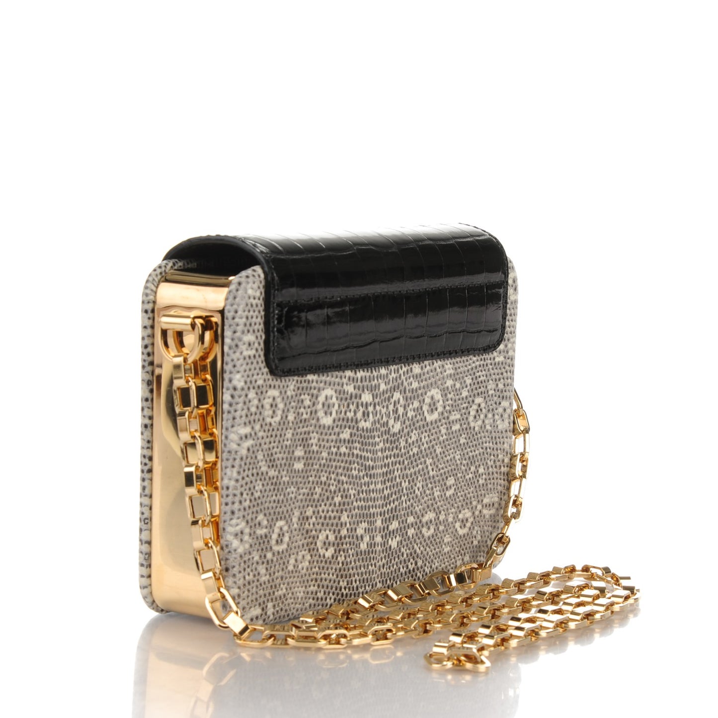 Alligator Lizard Minaudiere Coffre Black