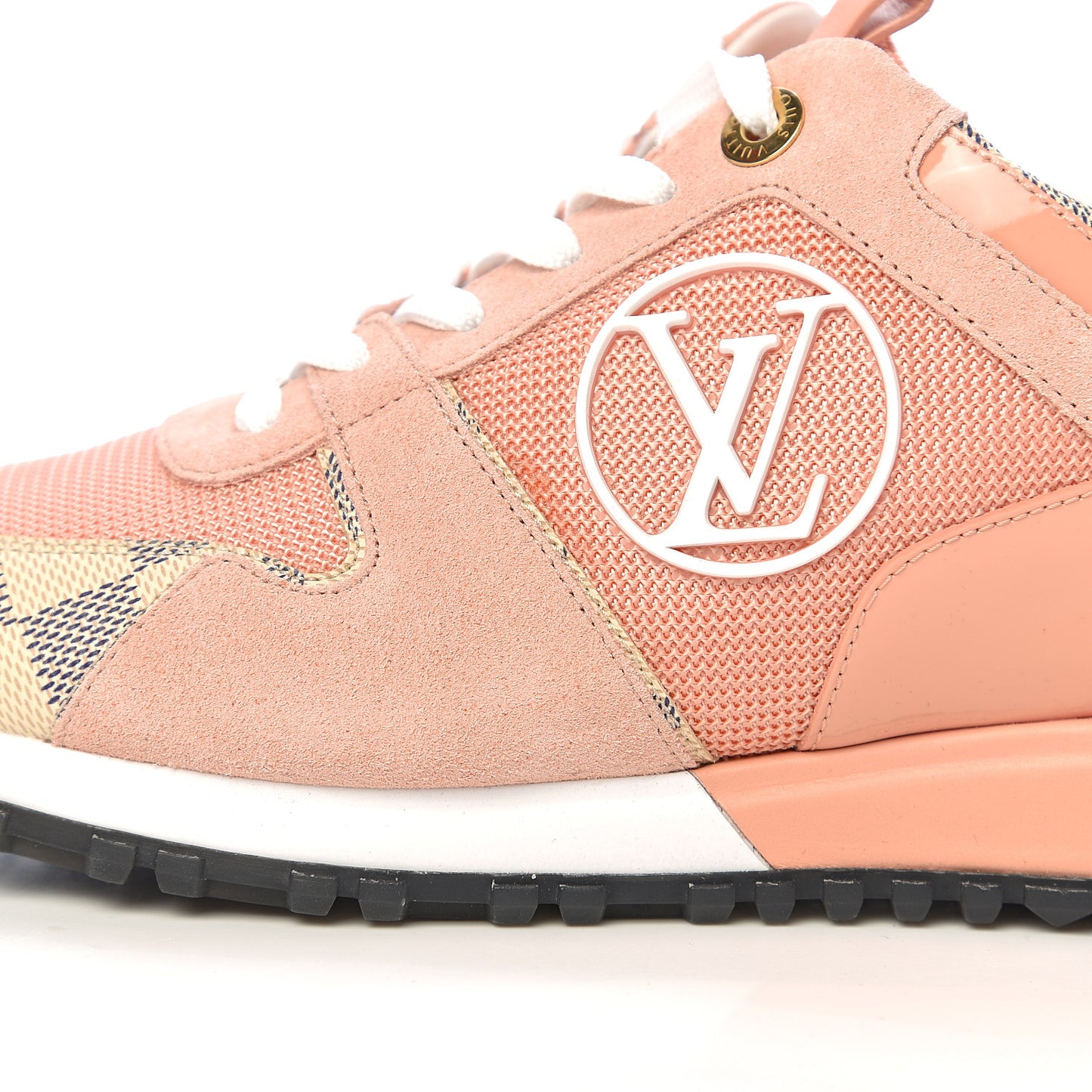 Suede Damier Azur Run Away Sneakers 37 Pink