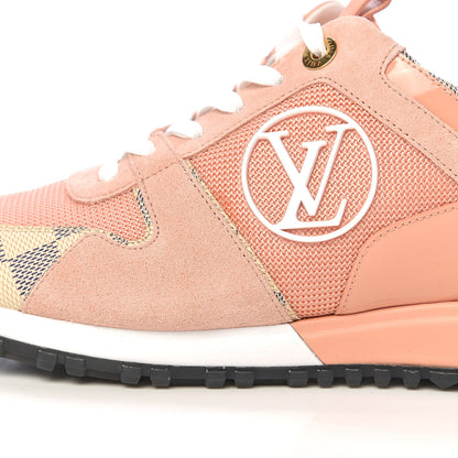 Louis Vuitton Suede Damier Azur Run Away Sneakers 37 Pink 7 of 9