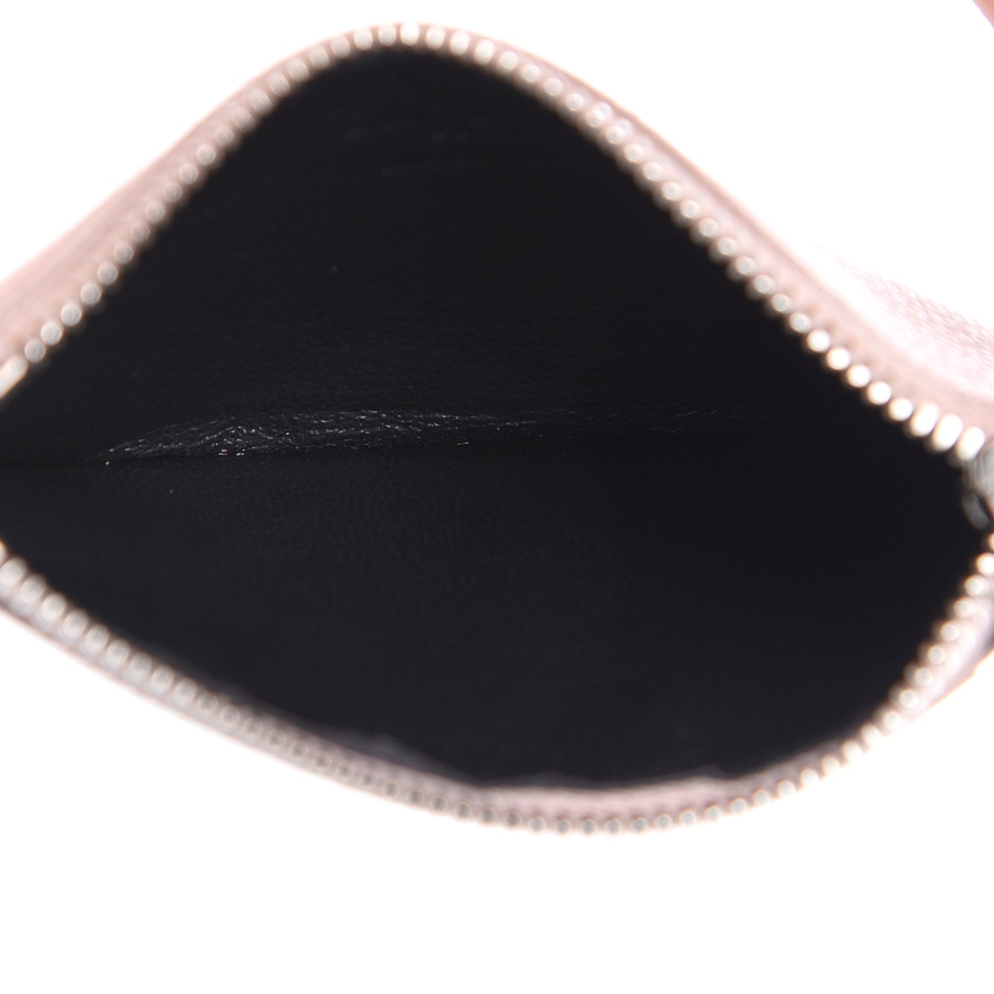 Grained Calfskin 5 Fragments Zip Pouch Card Holder Marble Pink