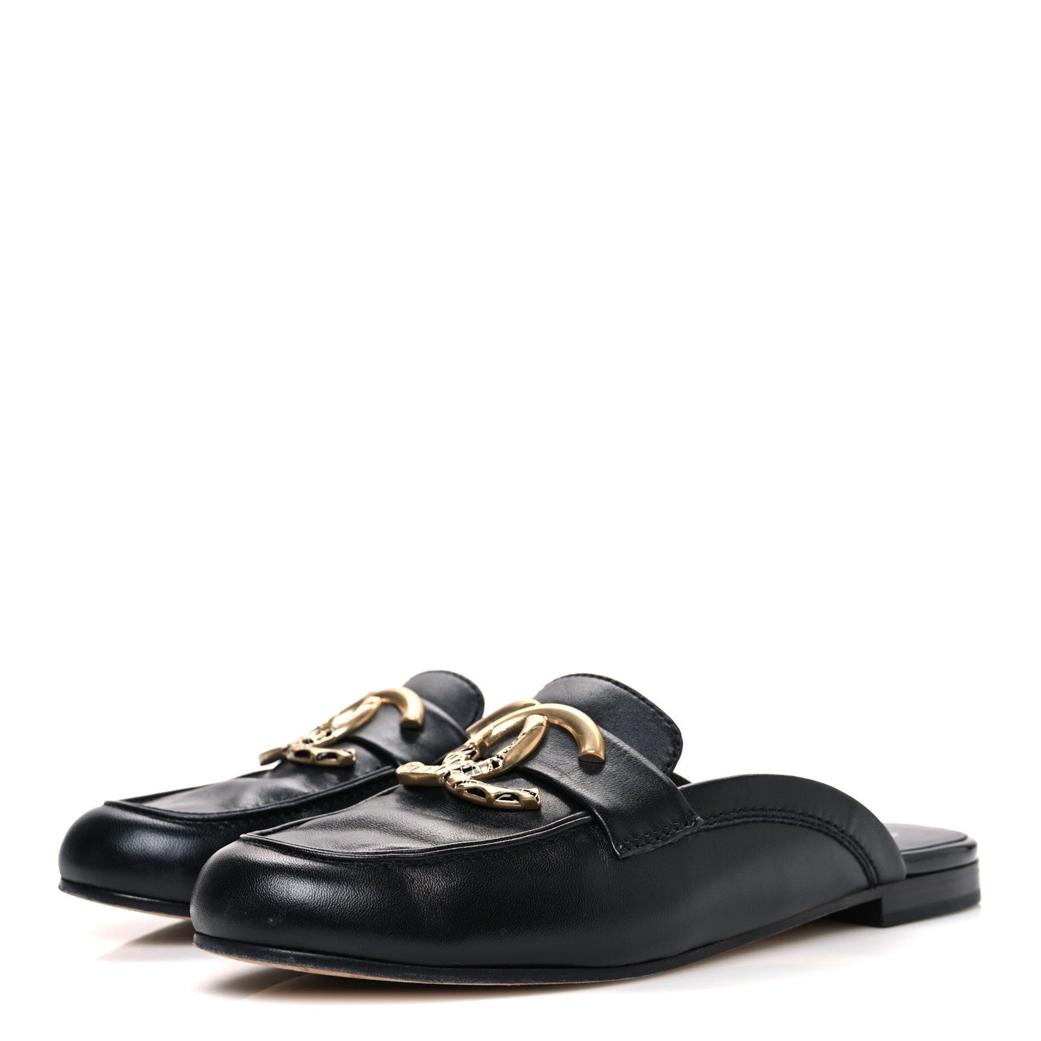 Chanel Lambskin CC Mules 38 Black 4 of 11