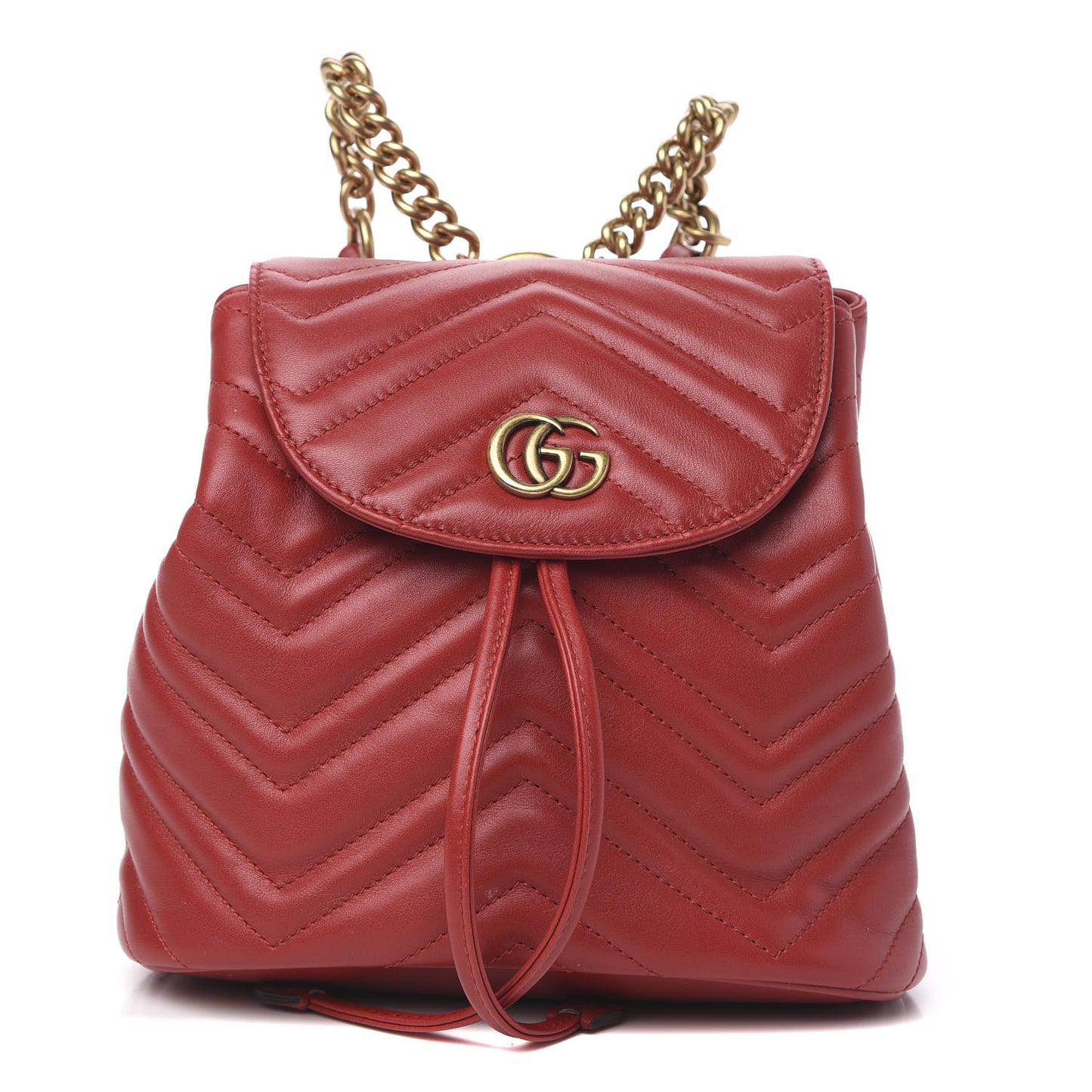 Calfskin Matelasse GG Marmont Flap Backpack Hibiscus Red