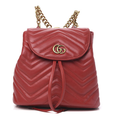 Gucci Calfskin Matelasse GG Marmont Flap Backpack Hibiscus Red 1 of 9