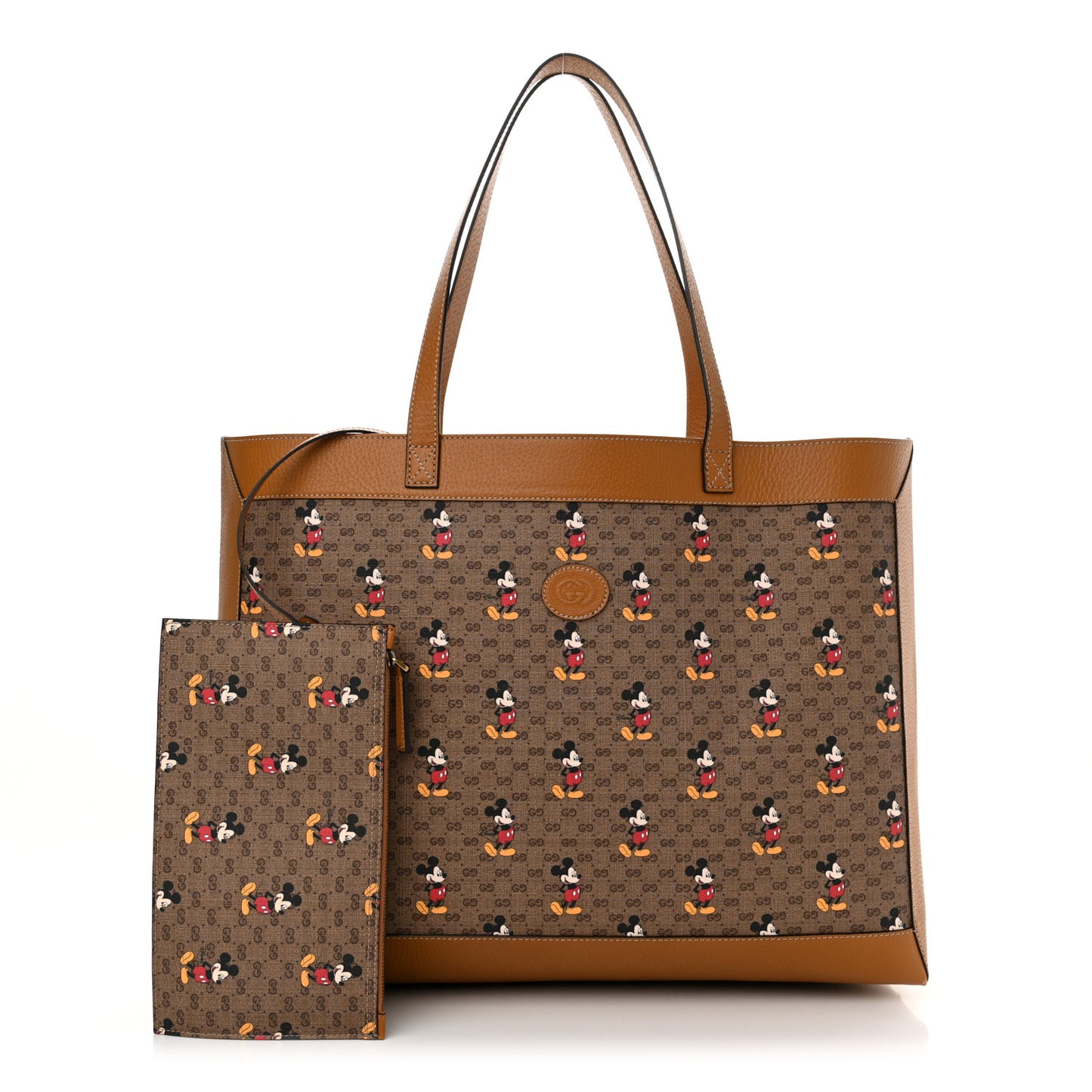 X DISNEY Mini Vintage GG Supreme Monogram Mickey Mouse Large Shopping Tote Beige Vintage Sun Oil