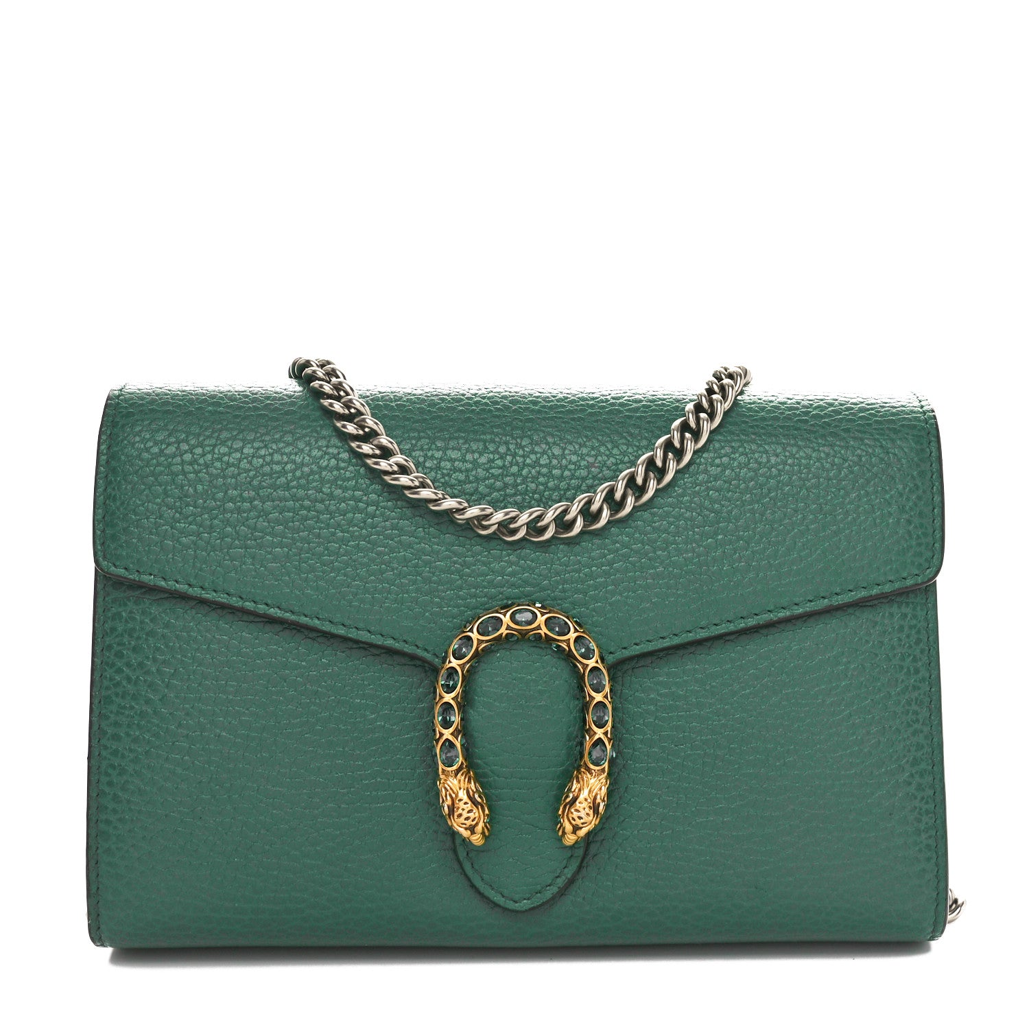 Gucci Calfskin Mini Dionysus Chain Wallet Emerald 1 of 10