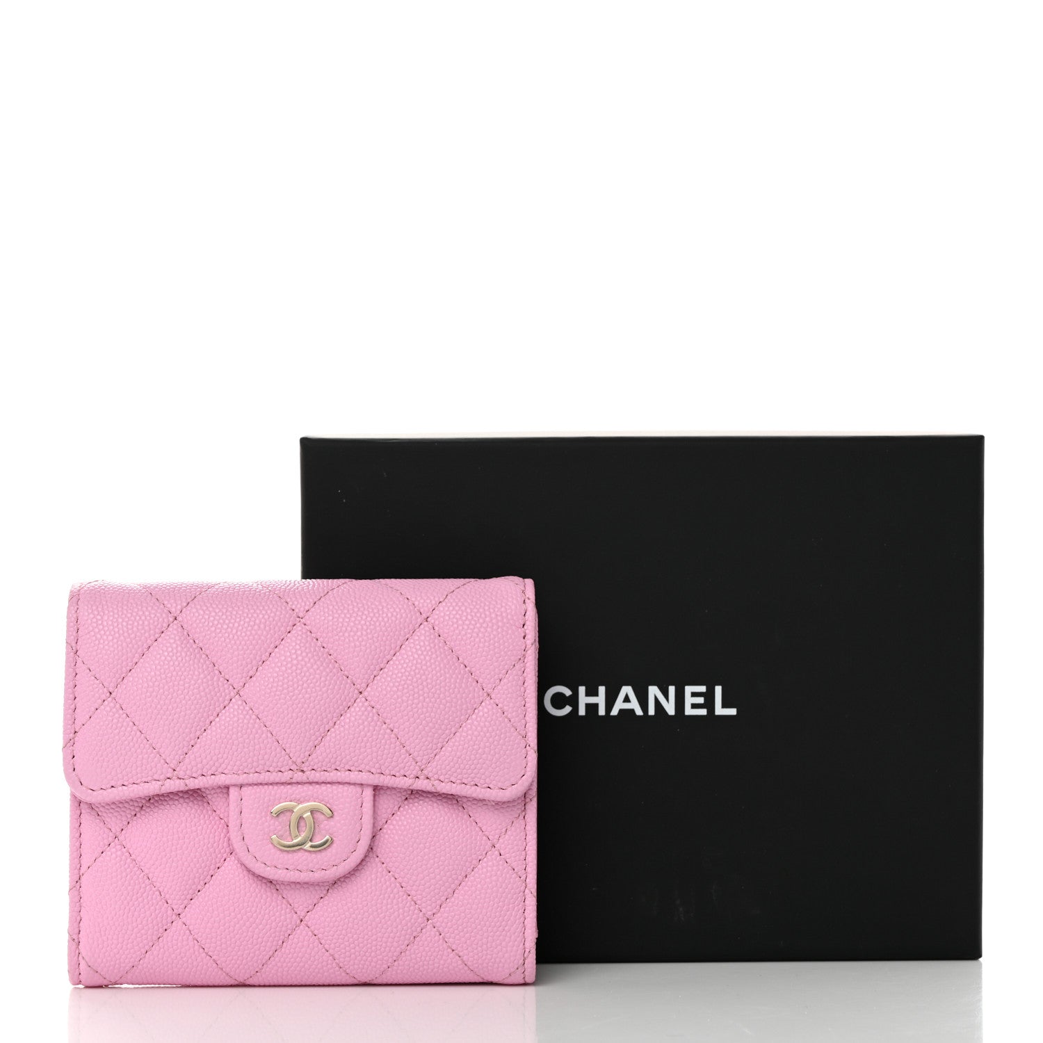 Chanel Caviar Quilted Compact Flap Wallet Pink 9 of 9