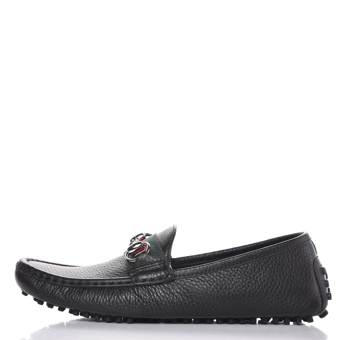 Road Calfskin Web Womens Horsebit Driver Loafers 35.5 Black