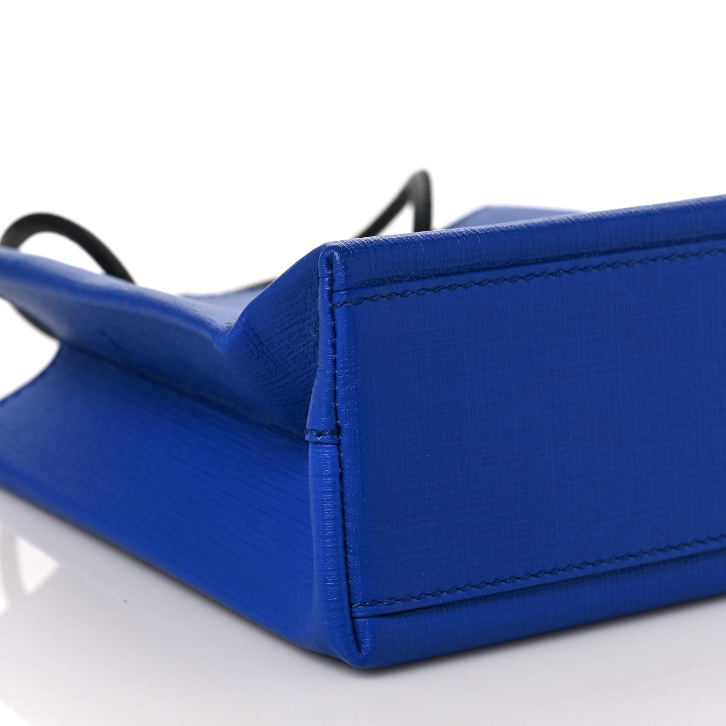 Squared Calfskin Logo Shopping Tote XXS Electric Bleu