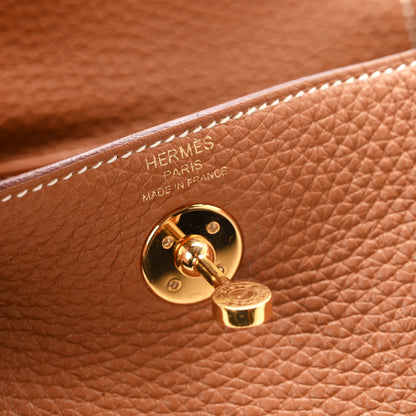Hermes Taurillon Clemence Mini Lindy 20 Gold 6 of 13