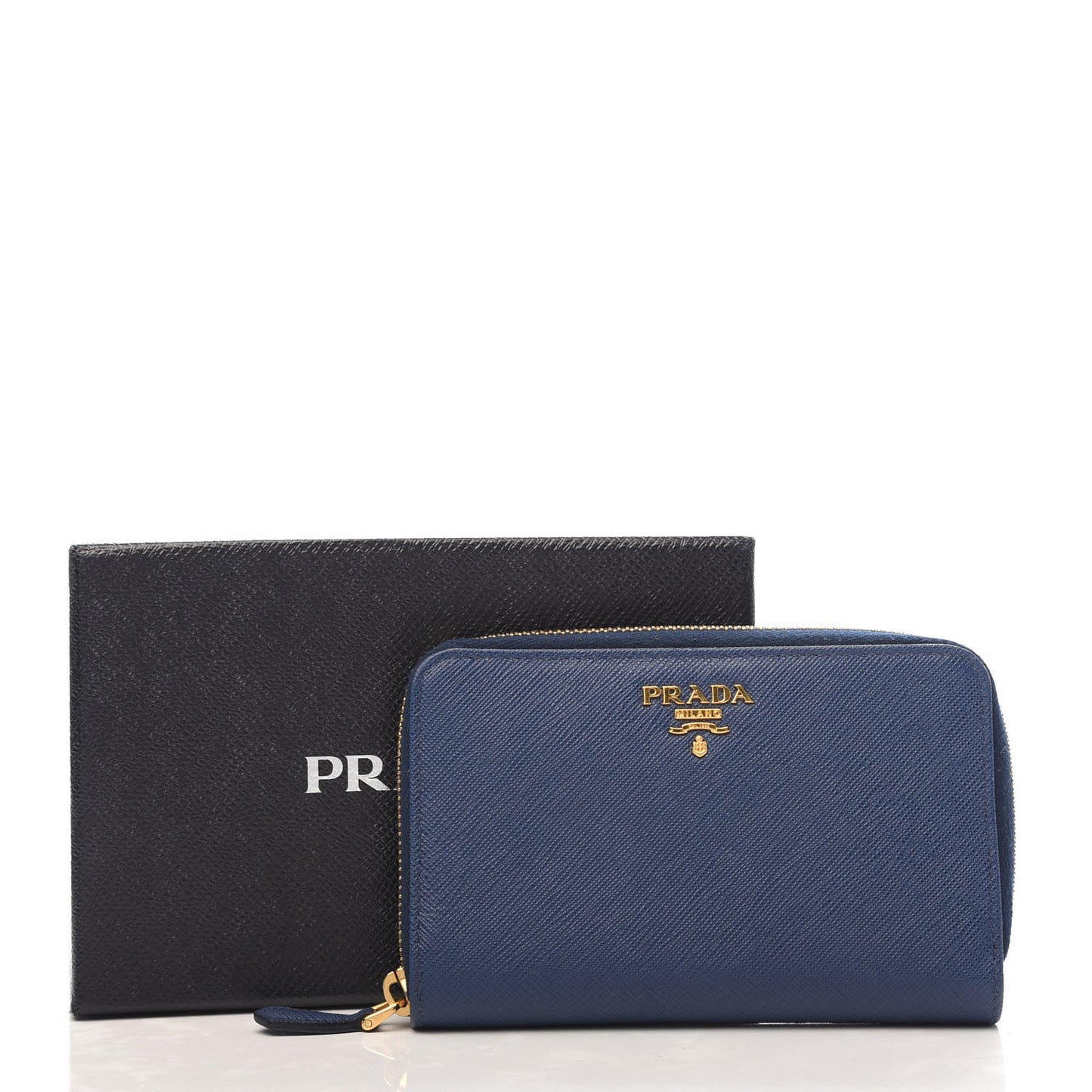 Saffiano Metal Zip Around Wallet Bluette