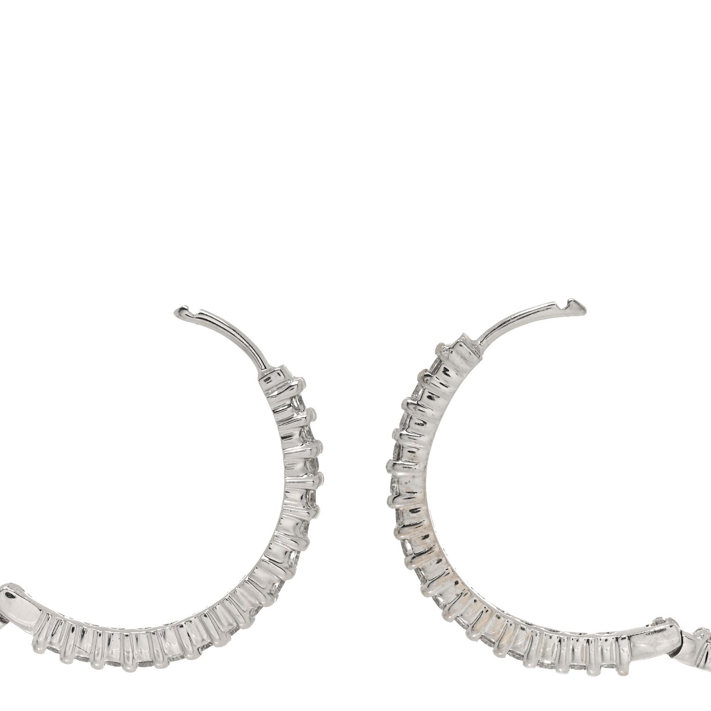 18K White Gold Diamond Small Inside Outside Hoop Earrings