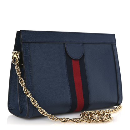 Gucci Textured Calfskin Web Small Ophidia Chain Shoulder Bag Blue Agata 3 of 11