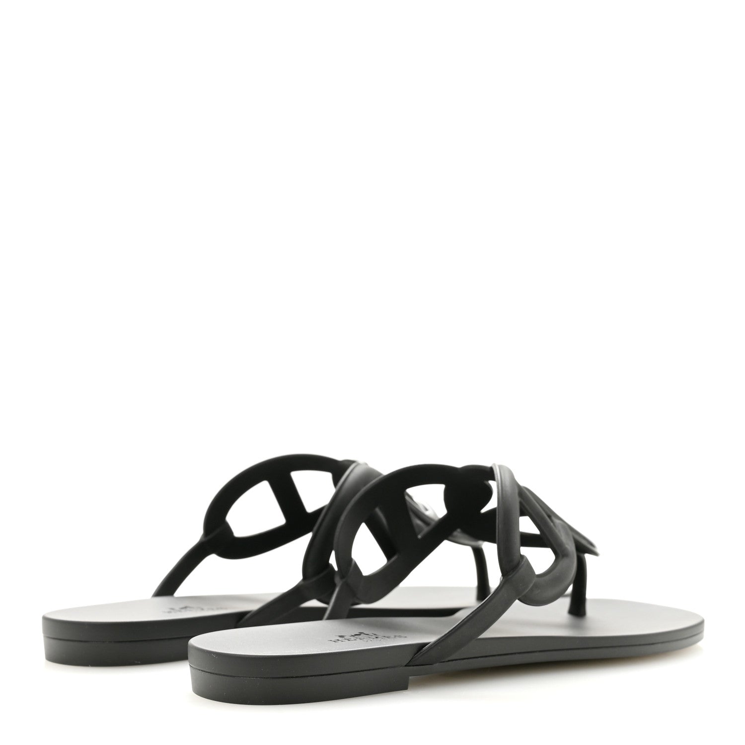 Hermes Rubber Womens Egerie Sandals 37 Black 5 of 10