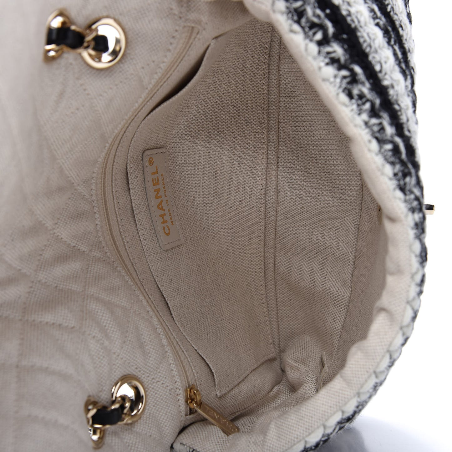 Tweed Braid Medium Single Flap Black White