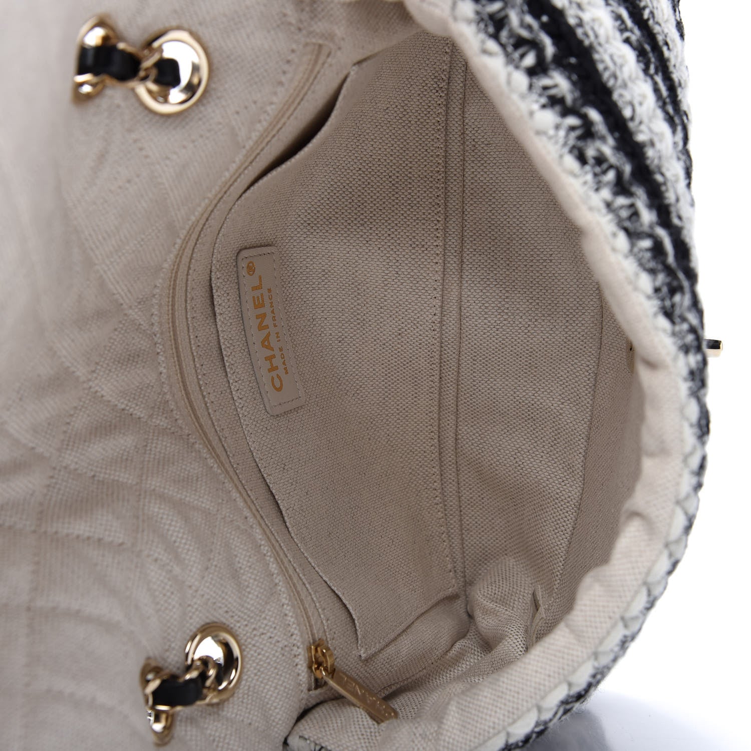 Chanel Tweed Braid Medium Single Flap Black White 5 of 10